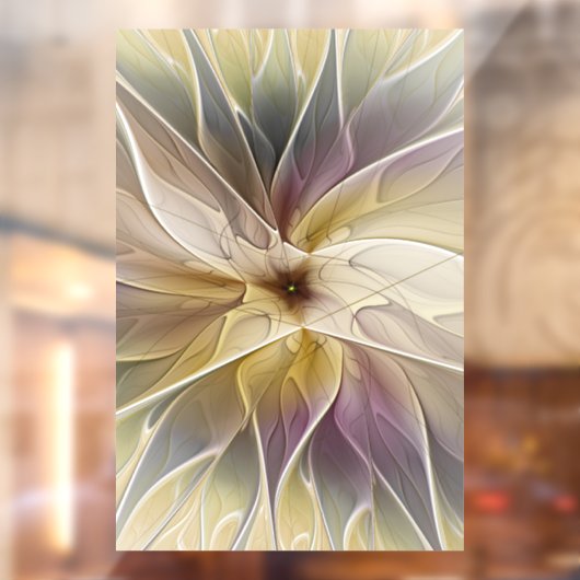 Floral Fantasy Gold Eggplant Abstracte fractale ku Raamsticker (Vel 2)