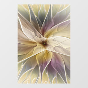 Floral Fantasy Gold Eggplant Abstracte fractale ku Raamsticker