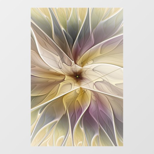 Floral Fantasy Gold Eggplant Abstracte fractale ku Raamsticker (Vel)