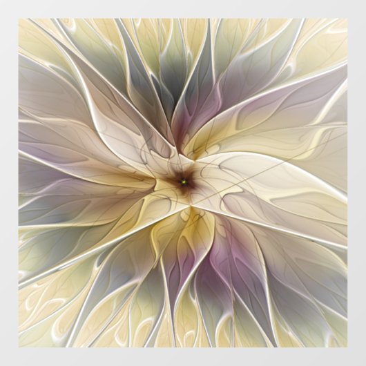 Floral Fantasy Gold Eggplant Abstracte fractale ku Raamsticker (Vel)