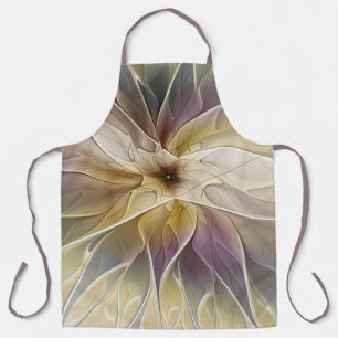 Floral Fantasy Gold Eggplant Abstracte fractale ku Schort