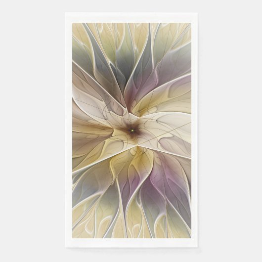 Floral Fantasy Gold Eggplant Abstracte fractale ku Servet (Voorkant)
