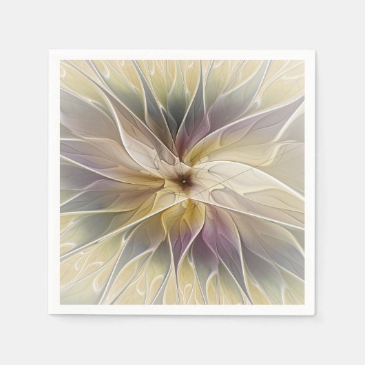 Floral Fantasy Gold Eggplant Abstracte fractale ku Servet (Voorkant)