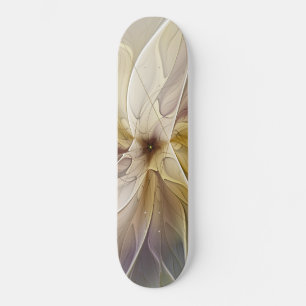 Floral Fantasy Gold Eggplant Abstracte fractale ku Skateboard