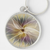 Floral Fantasy Gold Eggplant Abstracte fractale ku Sleutelhanger (Voorkant)