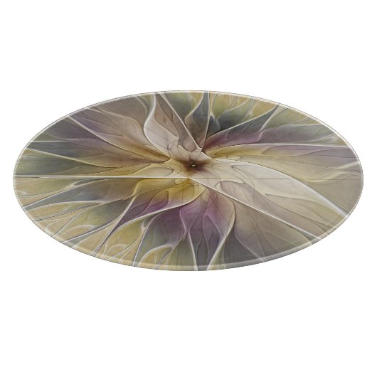 Floral Fantasy Gold Eggplant Abstracte fractale ku Snijplank (Hoek)