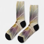 Floral Fantasy Gold Eggplant Abstracte fractale ku Sokken (Links)