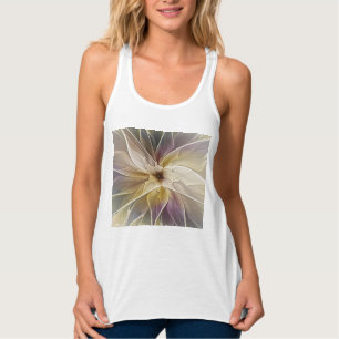 Floral Fantasy Gold Eggplant Abstracte fractale ku Tanktop
