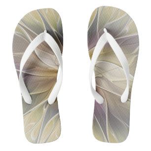 Floral Fantasy Gold Eggplant Abstracte fractale ku Teenslippers