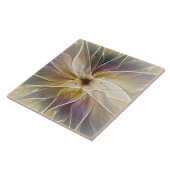 Floral Fantasy Gold Eggplant Abstracte fractale ku Tegeltje (Zijkant)