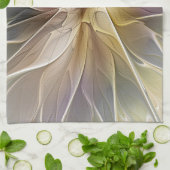 Floral Fantasy Gold Eggplant Abstracte fractale ku Theedoek (Gevouwen)