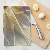 Floral Fantasy Gold Eggplant Abstracte fractale ku Theedoek (Quarter Fold)