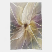 Floral Fantasy Gold Eggplant Abstracte fractale ku Theedoek (Verticaal)