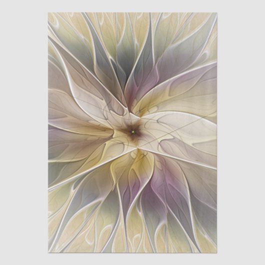 Floral Fantasy Gold Eggplant Abstracte fractale ku Tissuepapier (Voorkant)