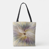 Floral Fantasy Gold Eggplant Abstracte fractale ku Tote Bag (Achterkant)