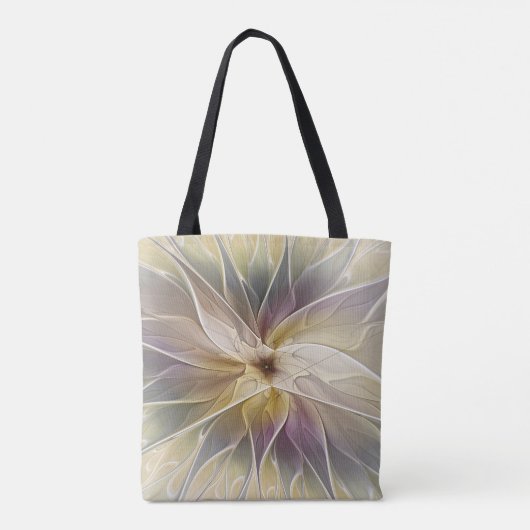 Floral Fantasy Gold Eggplant Abstracte fractale ku Tote Bag (Achterkant)