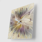 Floral Fantasy Gold Eggplant Abstracte fractale ku Vierkante Klok (Hoek)