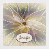 Floral Fantasy Gold Eggplant Fractal Art Ewn Name Labels (Design 2)
