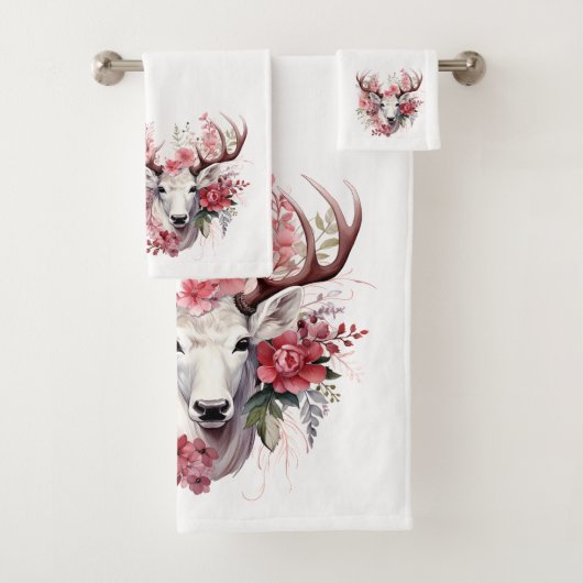 🌸 Floral Fantasy Herten Handdoek Set 🦌 (Insitu)