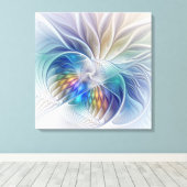 Floral Fantasy, kleurrijke Abstracte bloem Canvas Afdruk (Insitu (Houten vloer))