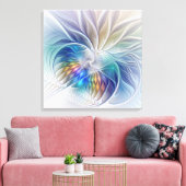 Floral Fantasy, kleurrijke Abstracte bloem Canvas Afdruk (Insitu (Woonkamer))