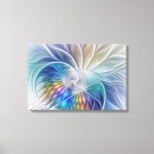 Floral Fantasy, kleurrijke Abstracte bloem Canvas Afdruk (Voorkant)