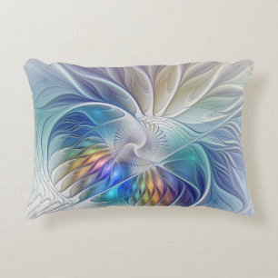 Floral Fantasy, kleurrijke Abstracte fractale bloe Accent Kussen
