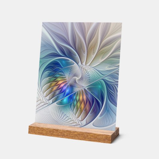 Floral Fantasy, kleurrijke Abstracte fractale bloe Acryl Bord (Hoek)