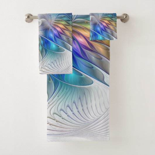 Floral Fantasy, kleurrijke Abstracte fractale bloe Bad Handdoek (Insitu)