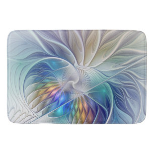 Floral Fantasy, kleurrijke Abstracte fractale bloe Badmat