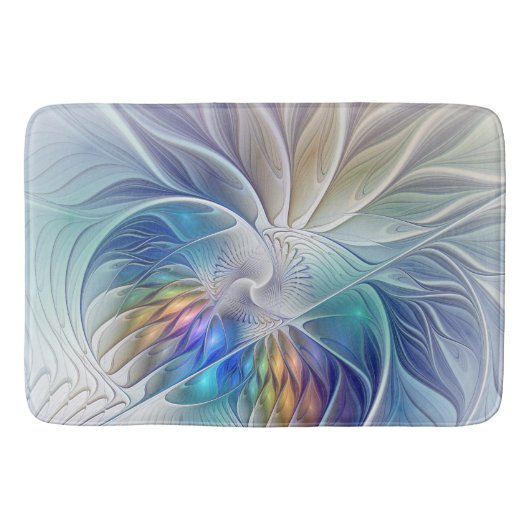 Floral Fantasy, kleurrijke Abstracte fractale bloe Badmat (Voorkant)