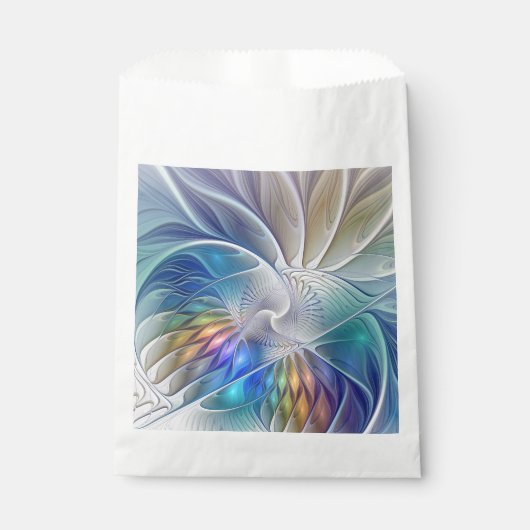 Floral Fantasy, kleurrijke Abstracte fractale bloe Bedankzakje (Voorkant)