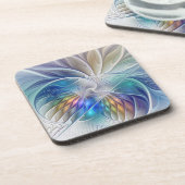 Floral Fantasy, kleurrijke Abstracte fractale bloe Bier Onderzetter (Linkerzijde)