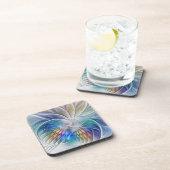 Floral Fantasy, kleurrijke Abstracte fractale bloe Bier Onderzetter (Rechterzijde)