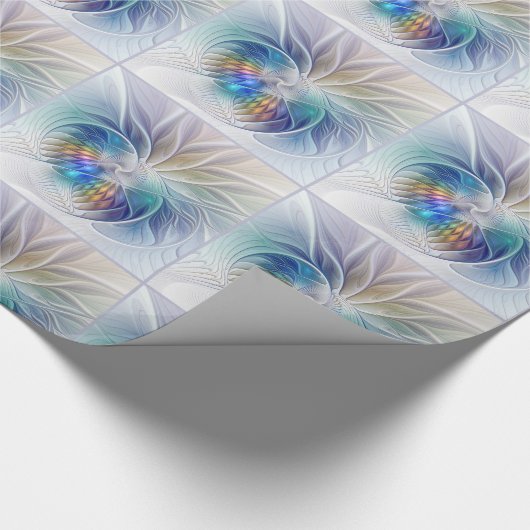 Floral Fantasy, kleurrijke Abstracte fractale bloe Cadeaupapier (Hoek)