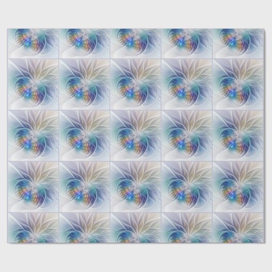 Floral Fantasy, kleurrijke Abstracte fractale bloe Cadeaupapier (Vlak)