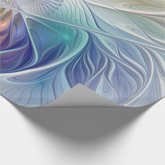 Floral Fantasy, kleurrijke Abstracte fractale bloe Cadeaupapier (Hoek)