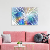 Floral Fantasy, kleurrijke Abstracte fractale bloe Canvas Afdruk (Insitu (Woonkamer))