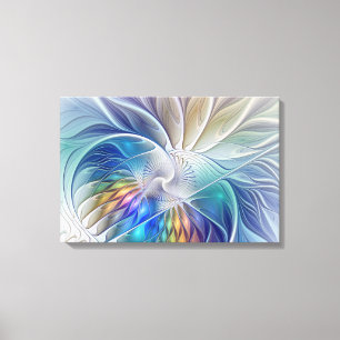 Floral Fantasy, kleurrijke Abstracte fractale bloe Canvas Afdruk