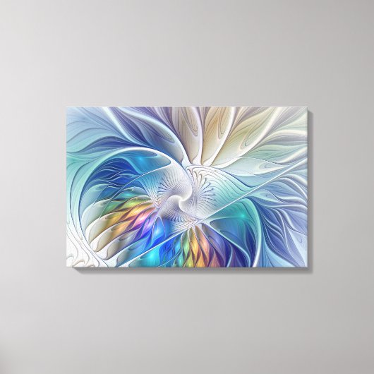 Floral Fantasy, kleurrijke Abstracte fractale bloe Canvas Afdruk (Voorkant)