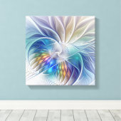 Floral Fantasy, kleurrijke Abstracte fractale bloe Canvas Afdruk (Insitu (Houten vloer))