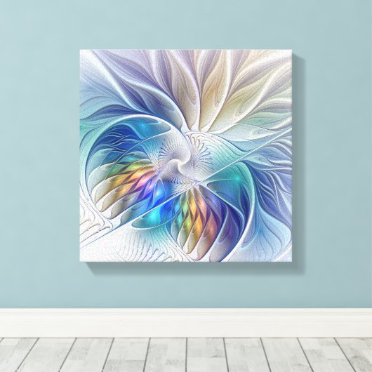 Floral Fantasy, kleurrijke Abstracte fractale bloe Canvas Afdruk (Insitu (Houten vloer))