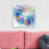 Floral Fantasy, kleurrijke Abstracte fractale bloe Canvas Afdruk (Insitu (Woonkamer))