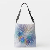 Floral Fantasy, kleurrijke Abstracte fractale bloe Crossbody Tas (Achterkant)