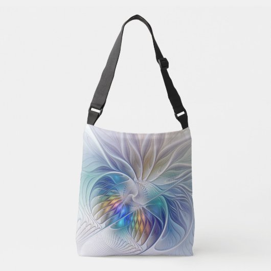 Floral Fantasy, kleurrijke Abstracte fractale bloe Crossbody Tas (Voorkant)