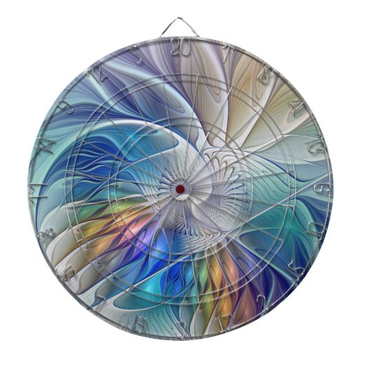 Floral Fantasy, kleurrijke Abstracte fractale bloe Dartbord (Voorkant)