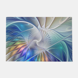 Floral Fantasy, kleurrijke Abstracte fractale bloe Deurmat