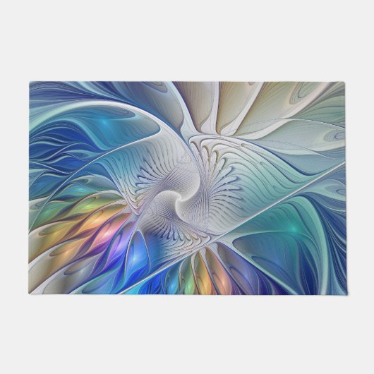 Floral Fantasy, kleurrijke Abstracte fractale bloe Deurmat (Voorkant)