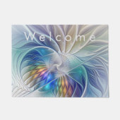 Floral Fantasy, kleurrijke Abstracte fractale bloe Deurmat (Voorkant)