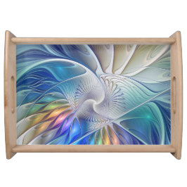 Floral Fantasy, kleurrijke Abstracte fractale bloe Dienblad